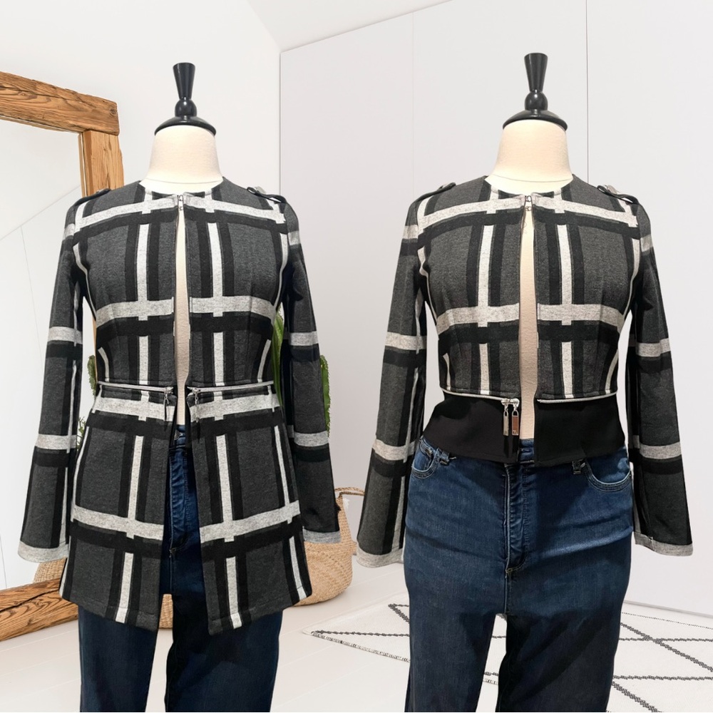 FRANK LYMAN Plaid Zip Away Bottom 2-Way Jacket